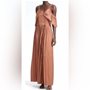 Banana Republic x Olivia Palermo Pleated Off-the-Shoulder Maxi Dress.